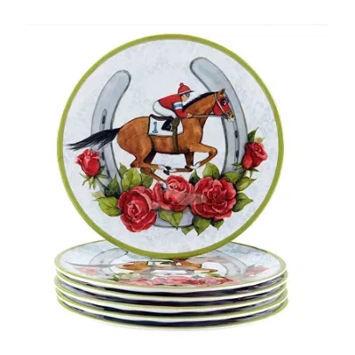 Certified International Derby Day At The Races 6-pc. Melamine Salad Plate In White
