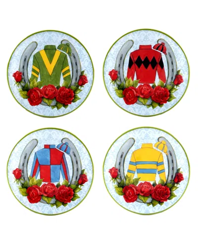 Certified International Derby Day At The Races Set Of 4 Canape Plates In Miscellaneous