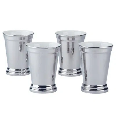 Certified International Derby Day At The Races Set Of 4 Silver Plated Mint Julep Cup In White;silver