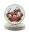 Certified International Derby Day At The Races Set Of 6 Melamine Salad Plates In Miscellaneous