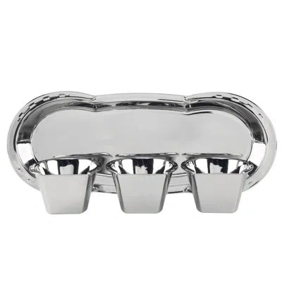 Certified International Derby Day At The Races Silver Plated 3-d Horseshoe 4 Pc Tray Set