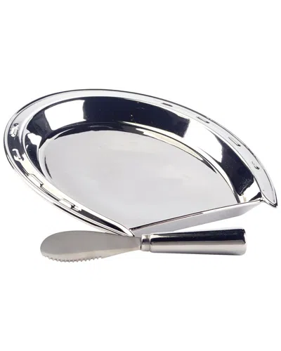 Certified International Derby Day At The Races Silver Plated 3d Horseshoe Cheese Plate With Knife