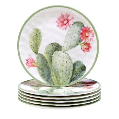 Certified International Desert Beauty Set/6 Salad Plate 9" In Green;pink