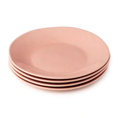Certified International Desert Rose 11" Stoneware Dinner Plates – Vibrant Warm Pink Modern Plates With Glossy Finish – Elega