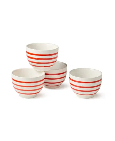 Certified International Dockside Red Set Of 4 Ice Cream Bowls In White