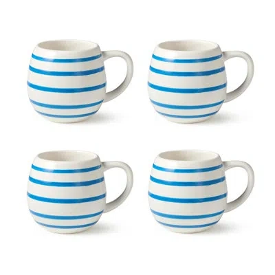 Certified International Dockside Blue Stoneware Mug Set – Set Of 4, 20 oz Coastal-inspired Blue, Chip-resistant. Perfect For In Blue;red