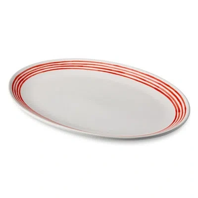 Certified International Dockside Red Oval Platter – 16 X 12 – Stylish Stoneware Serving Plate For Elegant Dinners & Gatherin In Blue;white
