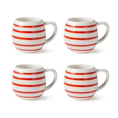 Certified International Dockside Red Stoneware Mug Set – Set Of 4, 20 oz Coastal-inspired, Chip-resistant. Perfect For Enjoy In White;red