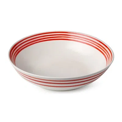 Certified International Dockside Red Stoneware Serving Bowl - Large 12.5-inch Diameter, 112 oz Capacity - Stylish & Durable  In White;red