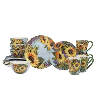 Certified International Earthenware Dinnerware - Set Of 16 In Blue;green;orange
