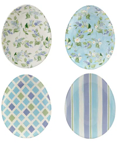 Certified International Easter Egg-shaped Plates, Set Of 4 In Blue