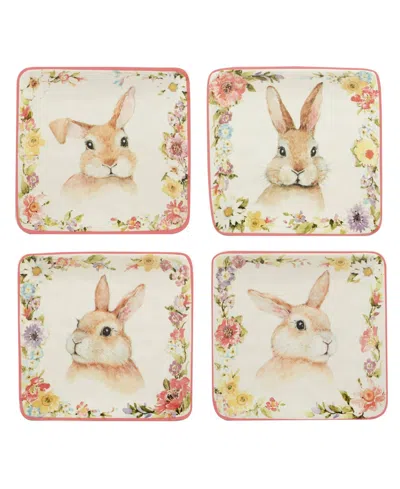 CERTIFIED INTERNATIONAL EASTER GARDEN 6" ASSORTED SQUARE CANAPE PLATES, SET OF 4