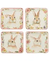 Certified International Easter Garden 6" Assorted Square Canape Plates, Set Of 4 In Multicolor