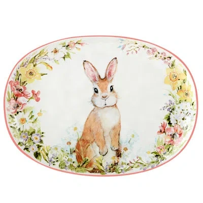 Certified International Easter Garden Oval Platter In Pink;cream