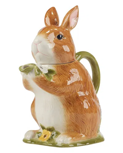 Certified International Easter Meadow 3d Bunny Teapot In Animal Print