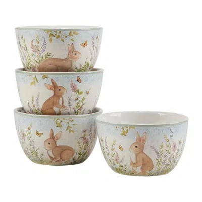 Certified International Easter Meadow 4-pc. Earthenware Ice Cream Bowl In White