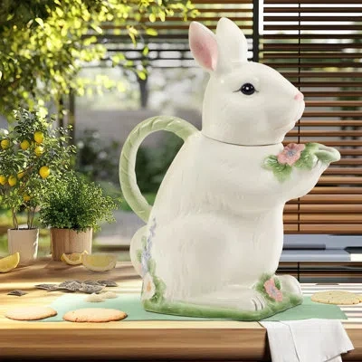 Certified International Easter Morning 3-d Bunny Teapot In White