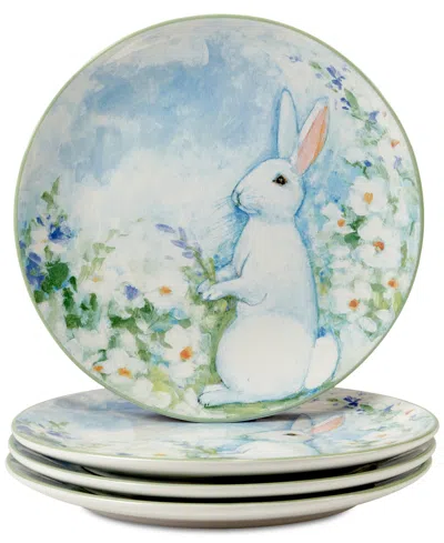 Certified International Set Of 4 Easter Morning Dinner Plates In Blue