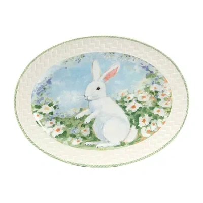 Certified International Easter Morning Serving Platter In Blue