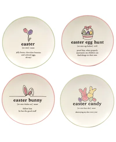 Certified International Easter Words Canape Plates, Set Of 4 In Pink