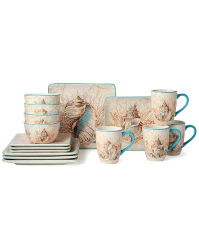 Certified International Escape To The Sea 16pc Dinnerware Set, Service For 4