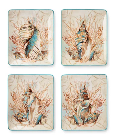 Certified International Escape To The Sea 4-pc. Dinner Plates, Service For 4 In Pink