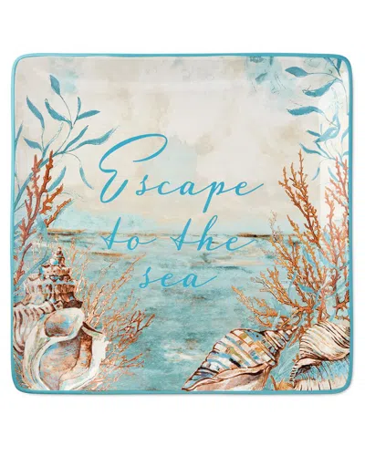 Certified International Escape To The Sea Square Platter In Blue