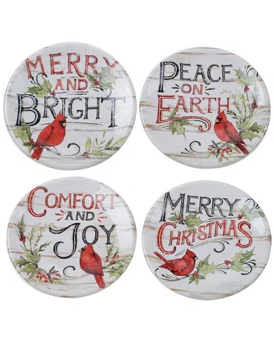 Certified International Evergreen Christmas Canape Plates (set Of 4) In Multi