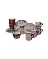 Certified International Farmhouse 16pc Dinnerware Set In White,red