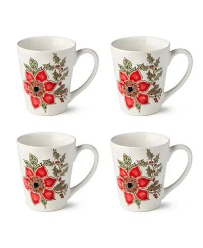 Certified International Festive Blooms Set Of 4 Mugs In Multi