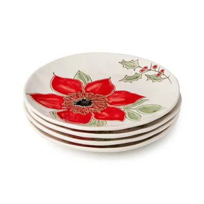 Certified International Festive Blooms Set Of 4 Dessert Plates In Multi