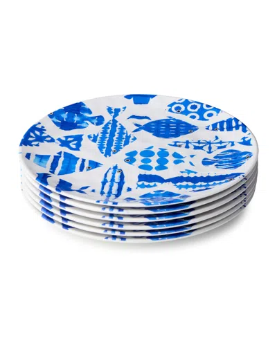 Certified International Fish Tale Dinner Plates, Set Of 6 In Multi