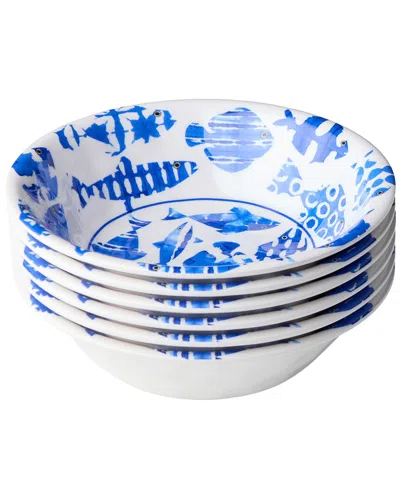 Certified International Fish Tale Melamine Set Of 6 All Purpose Bowls In Blue