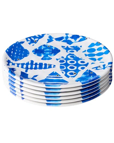 Certified International Fish Tale Melamine Set Of 6 Salad Plates