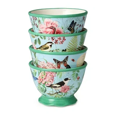 Certified International Flora 4-pc. Ceramic Ice Cream Bowl In Blue