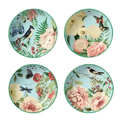 Certified International Flora 4-pc. Ceramic Soup Bowl In Green
