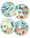Certified International Flora Set Of 4 Canape Plates