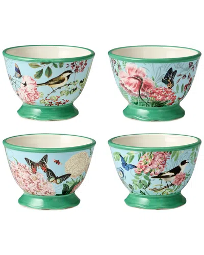 Certified International Flora Set Of 4 Ice Cream Bowls In Green