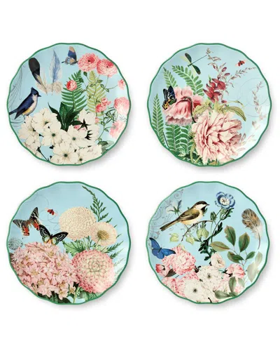 Certified International Flora Set Of 4 Salad Plates In Blue