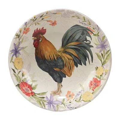 Certified International Floral Rooster Serving Platter In White
