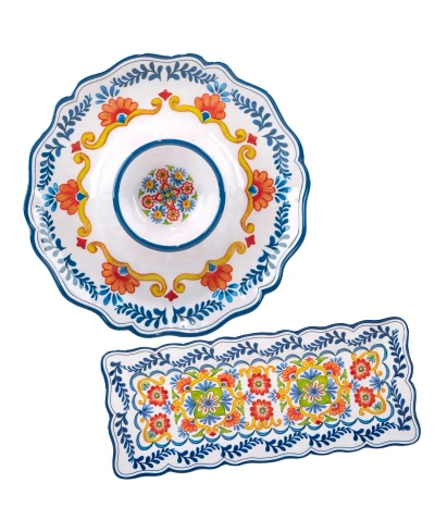 Certified International Flores 2 Pc Appetizer Set, Service For 2 In Miscellaneous