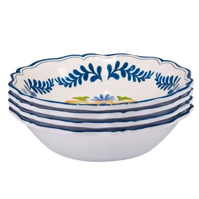 Certified International Flores Melamine Set Of 4 All Purpose Bowl 8.5" X 2" In Blue;white;yellow;orange;multicolored