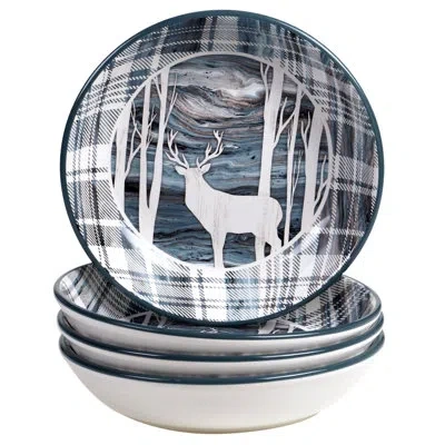 Certified International Fluidity Lodge Set/4  Soup/pasta Bowl 9" X 2" In Blue