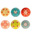 Certified International Francesca Set Of 6 Salad Plate 6 Assorted In Multi