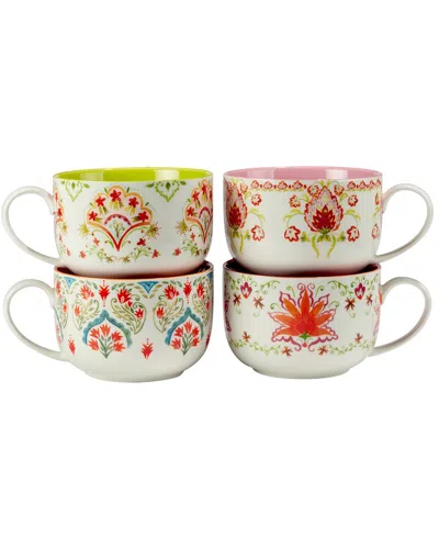 Certified International Francesca Set Of 4 Jumbo Cups 4 Assorted In Multicolor
