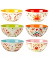 Certified International Francesca Set Of 6 All Purpose Bowl 4.75in 6 Assorted In Multicolor