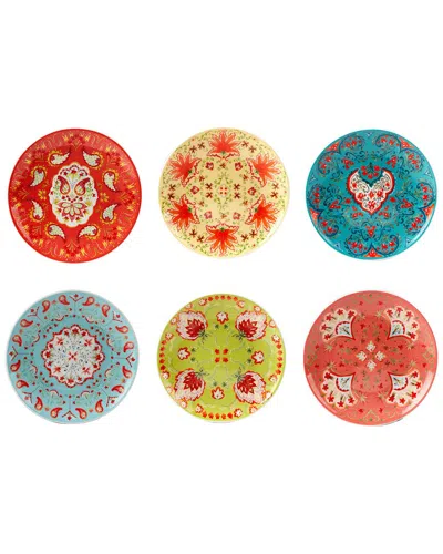 Certified International Francesca Set Of 6 Canape Plates In Multicolor