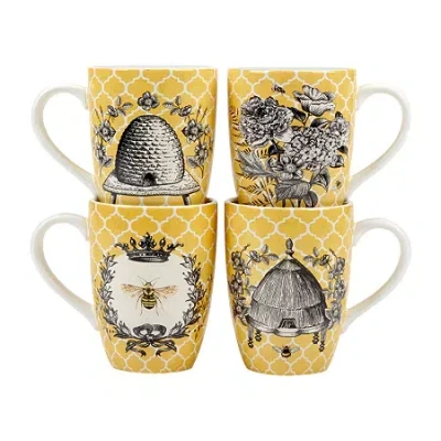 Certified International French Bees 4-pc. Coffee Mug In Yellow
