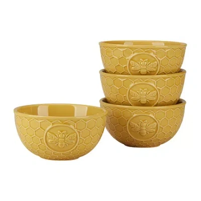 Certified International French Bees 4-pc. Earthenware Ice Cream Bowl In Gold