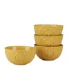 CERTIFIED INTERNATIONAL FRENCH BEES SET OF 4 EMBOSSED HONEYCOMB ICE CREAM BOWLS